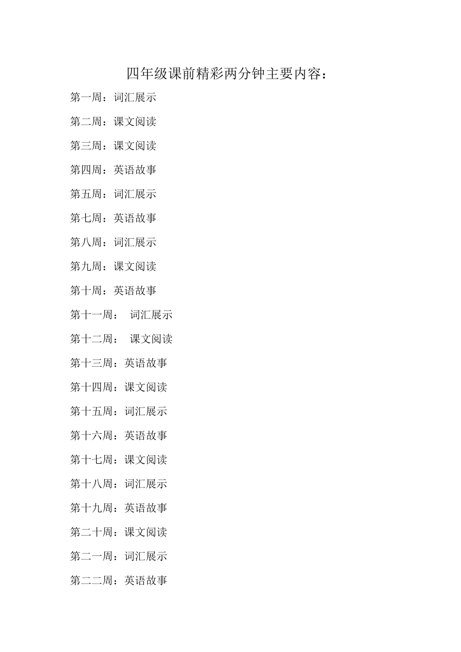 四年级课前精彩两分钟主要内容_第1页
