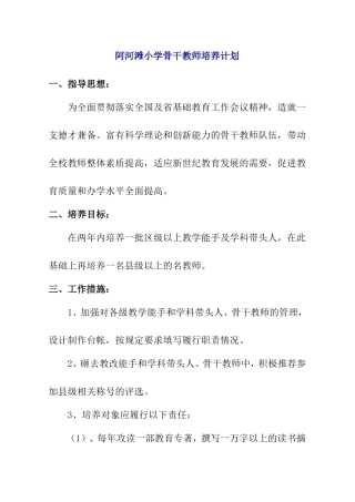 阿河滩小学骨干教师培养计划
