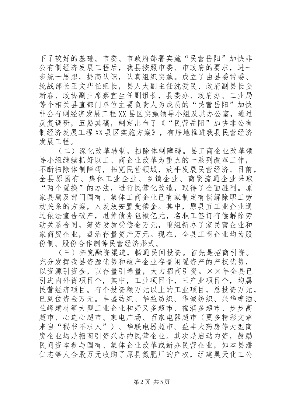 ×县年民营工作总结及年工作规划 _第2页