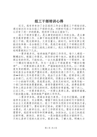 组工干部培训心得