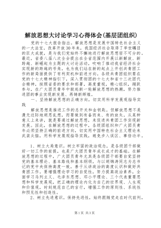 解放思想大讨论学习心得体会(基层团组织)