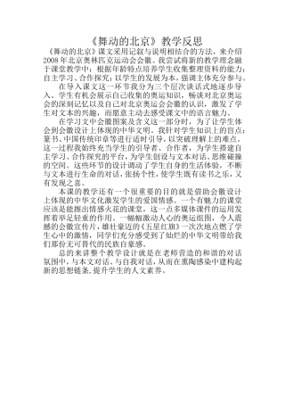 舞动的北京反思