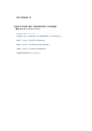 信息技术应用能力提升工程远程培训第三次学情通报