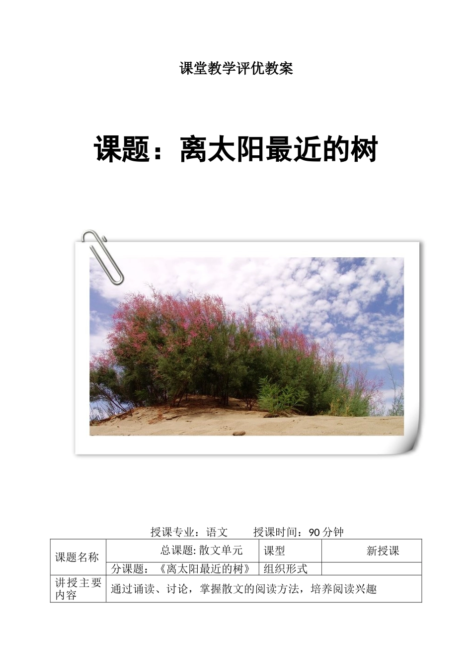 离太阳最近的树教案_第1页
