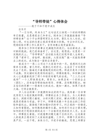 “导师带徒”心得体会