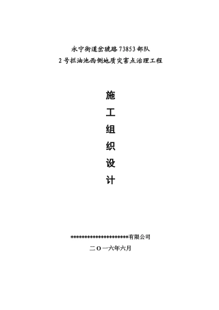 永宁街道地质灾害治理工程施工组织设计