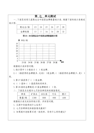 四年上册数学第七单元测试