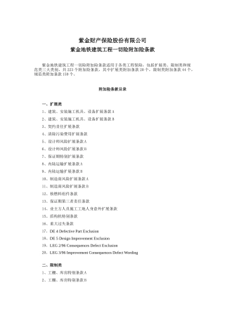 保险股份有限公司建筑工程一切险附加险条款