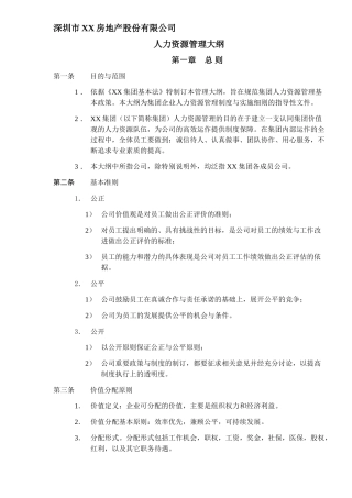 深圳市某某房地产股份有限公司人力资源管理大纲