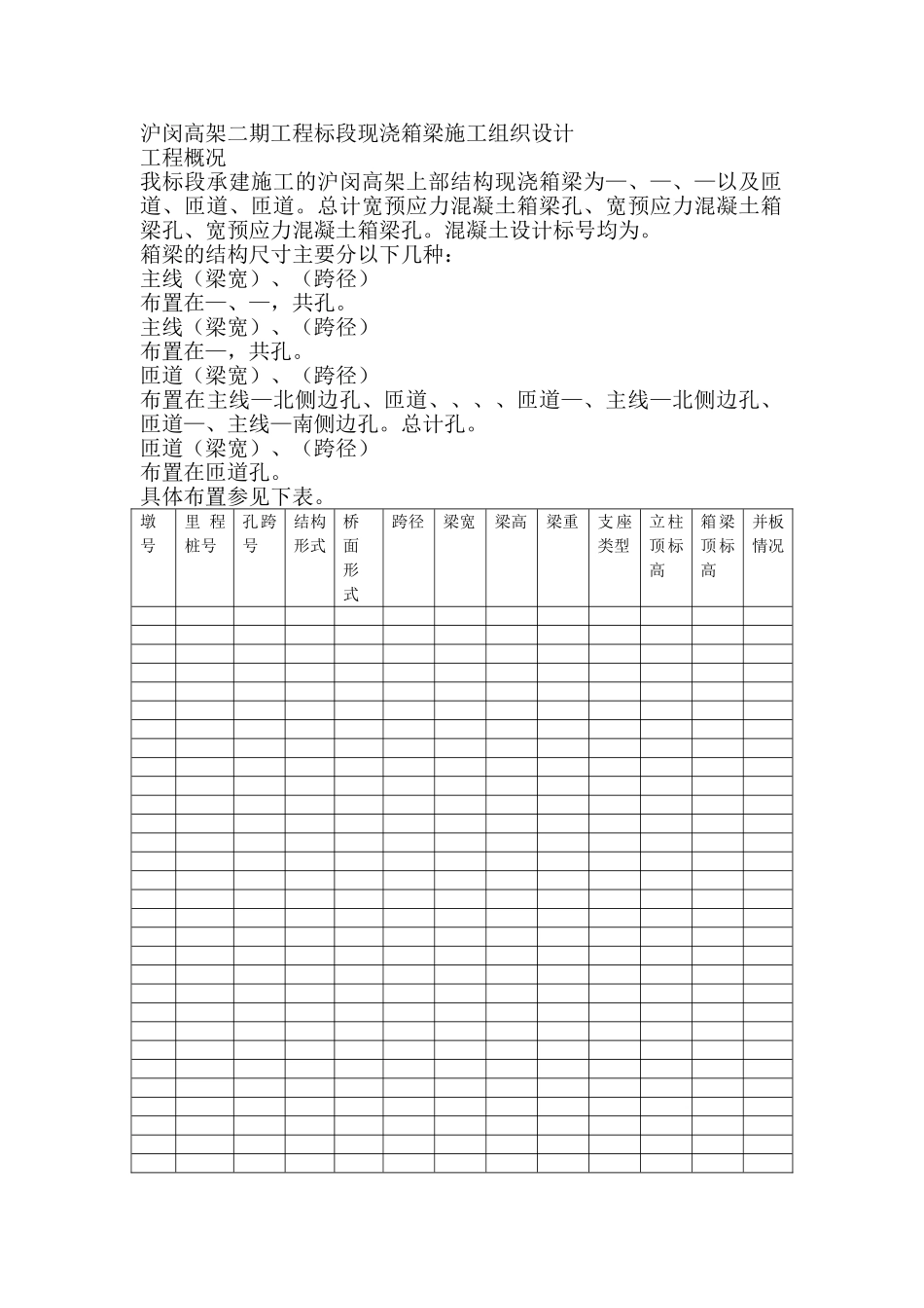 沪闵高架二期工程3标段现浇箱梁施工组织设计方案(DOC5页)_第1页