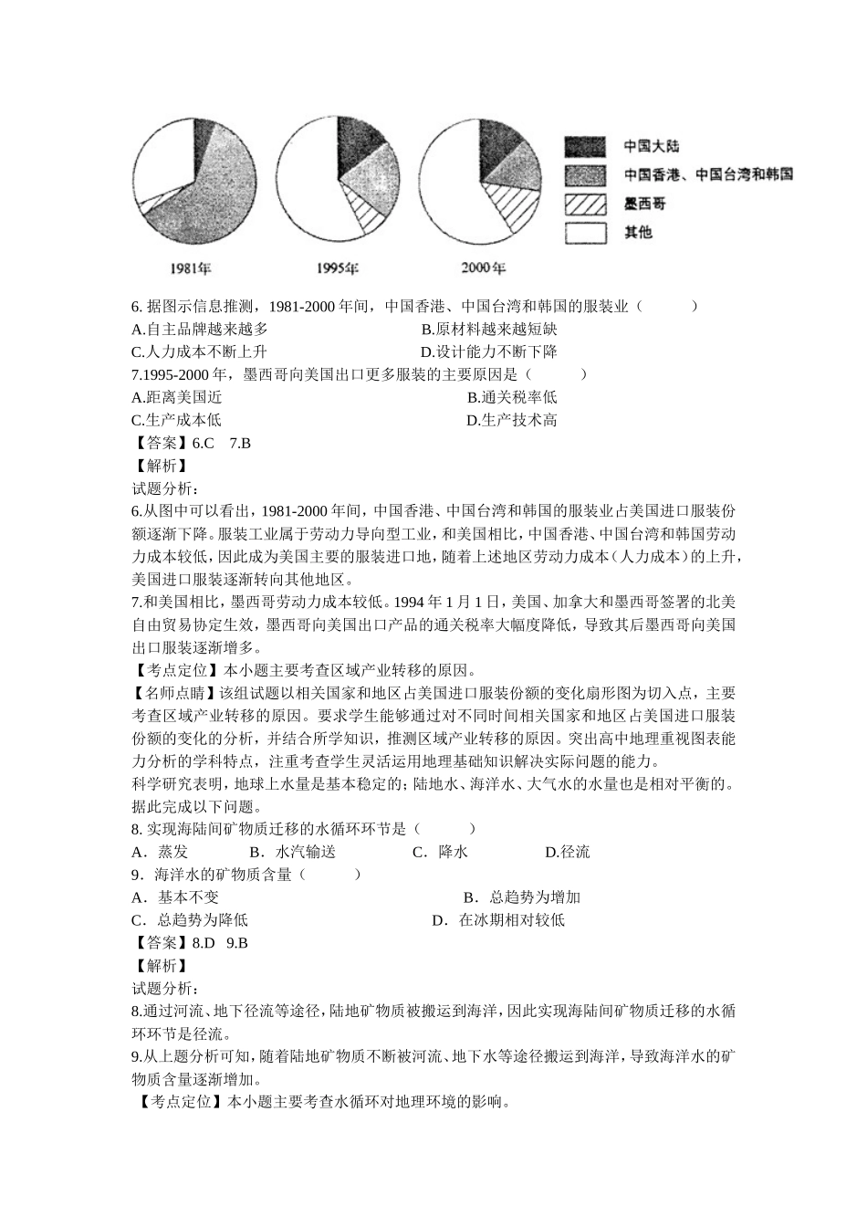 2015年海南单科地理高考真题_第3页