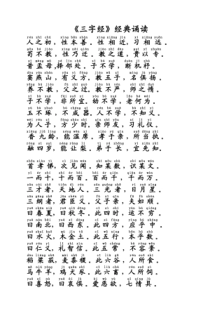 带拼音的三字经全文(适合打印)