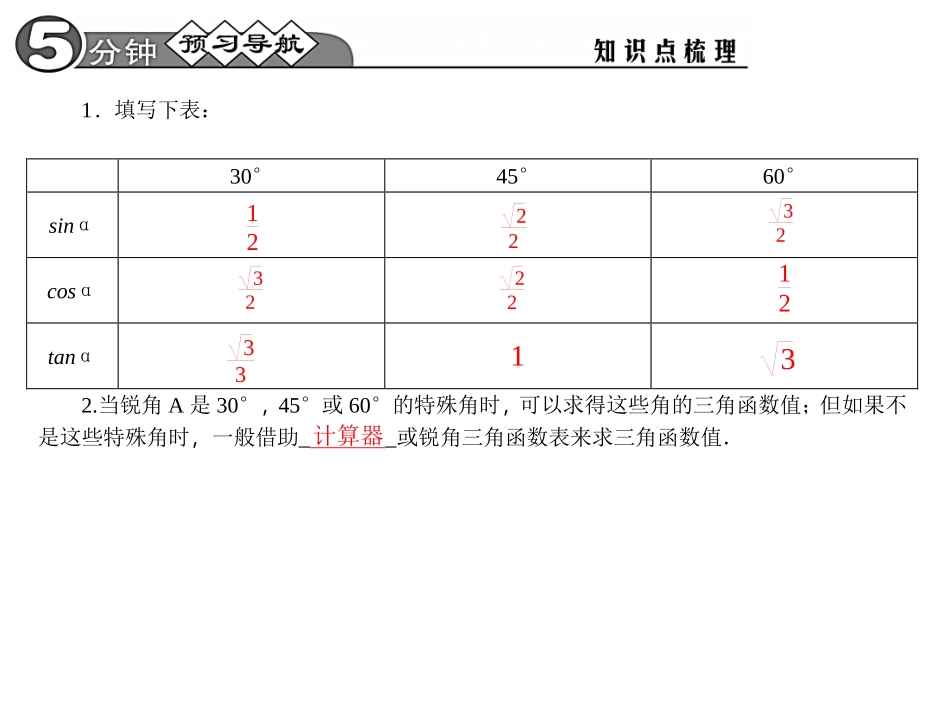 锐角的三角函数值_第2页