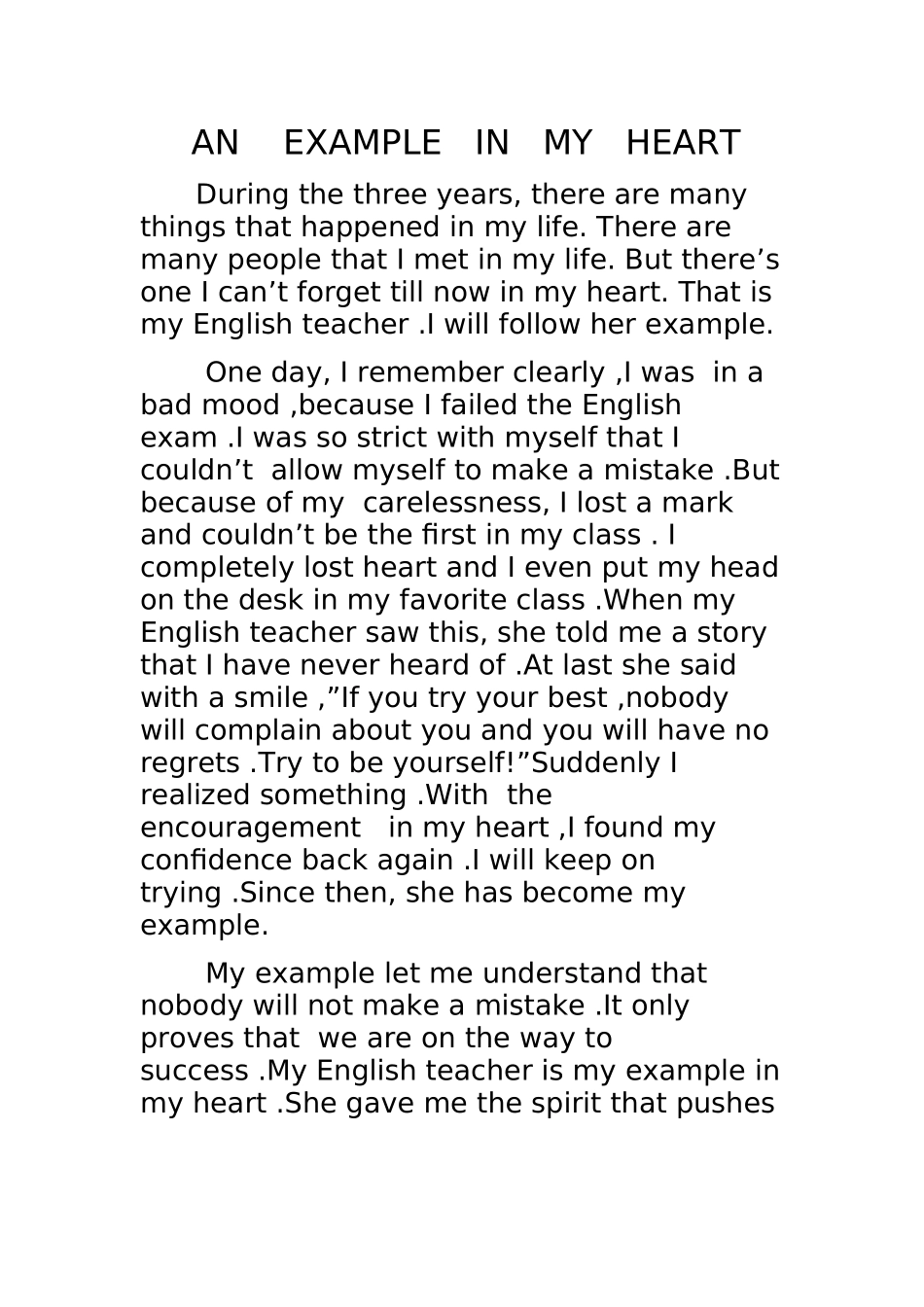 英语作文ANEXAMPLEINMYHEART_第1页