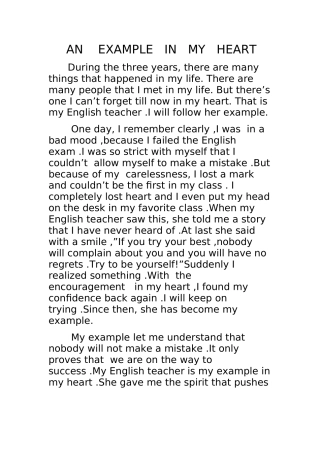 英语作文ANEXAMPLEINMYHEART