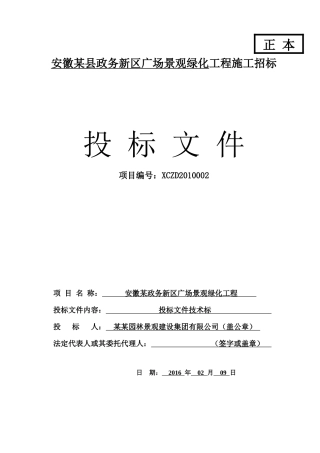 某县政务新区广场景观绿化工程