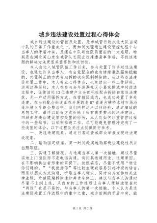 城乡违法建设处置过程心得体会