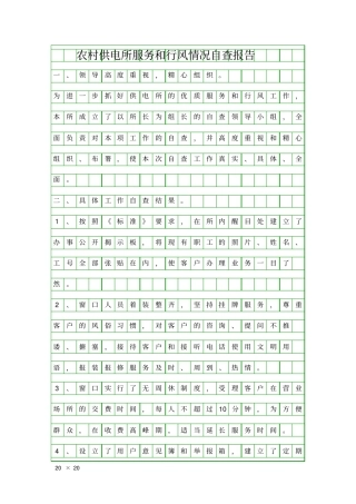 农村供电所服务和行风情况自查报告精品工作报告