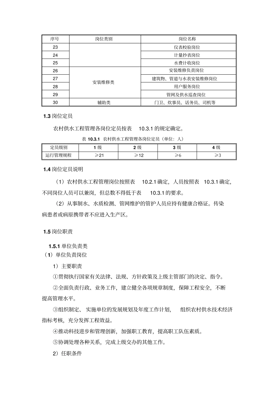 农村供水工程管理岗位设置和定员标准_第2页