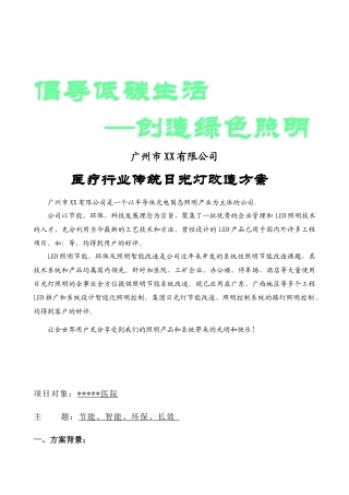 医疗行业 LED日光灯项目计划综合方案