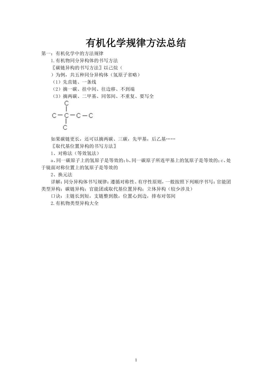 有机化学规律方法总结_第1页