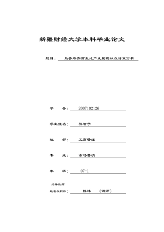 乌鲁木齐商业地产现状及发展对策