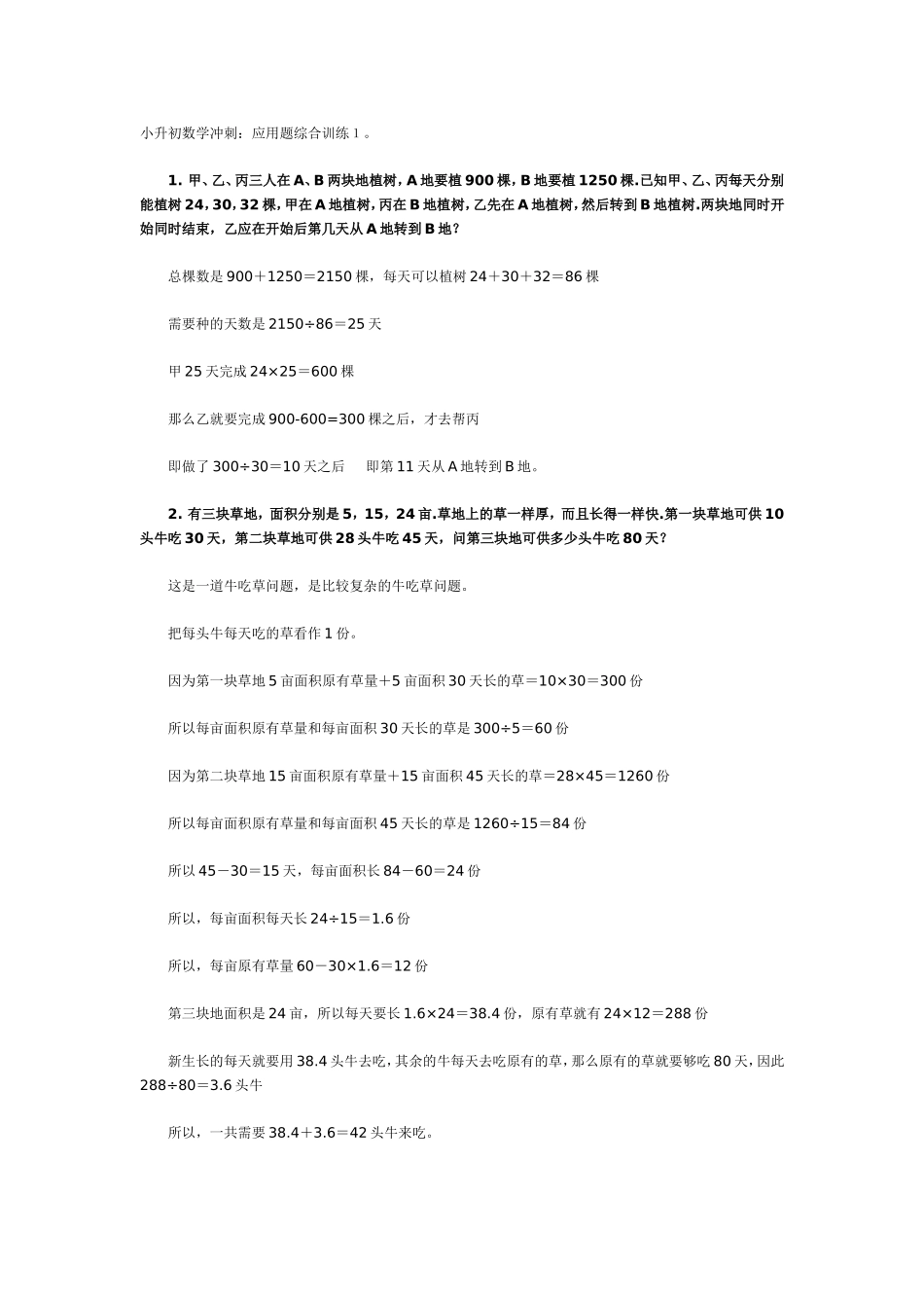 小升初冲刺：解决问题_第1页