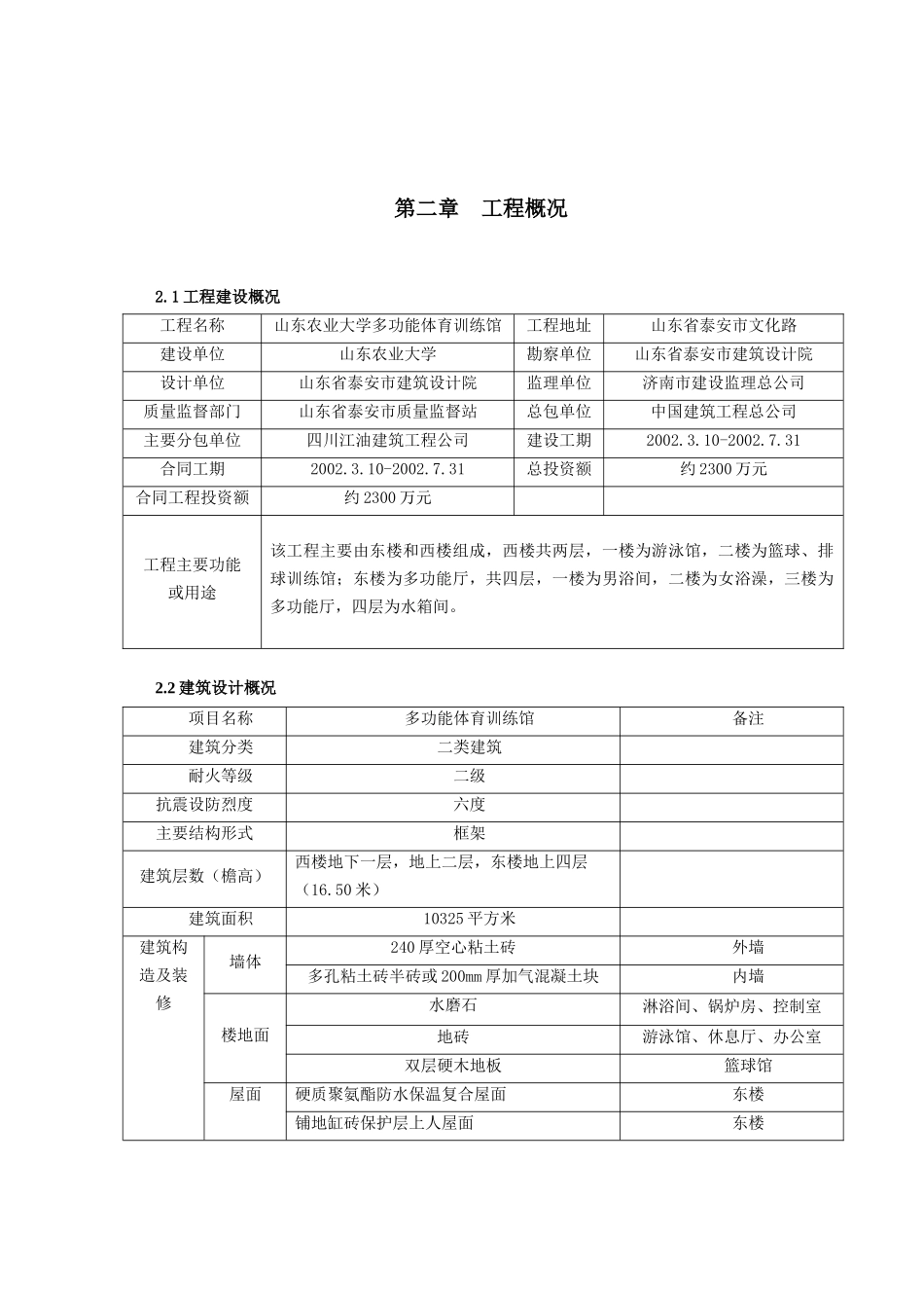 【精品设计】山东农业大学多功能体育训练馆土建工程施工组织设计_第3页