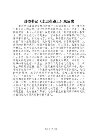 县委书记《永远在路上》观后感