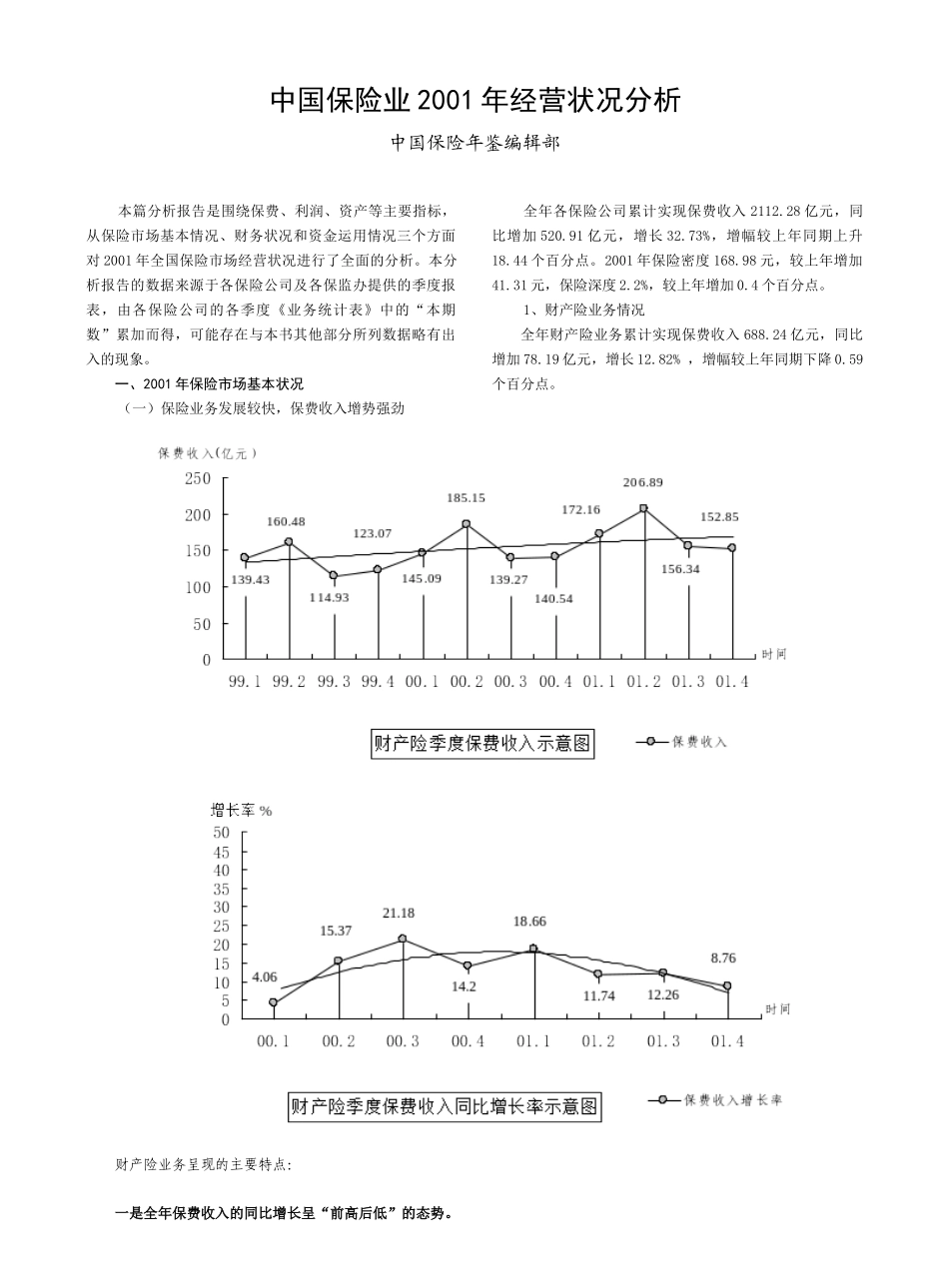 中国保险业经营状况分析_第1页