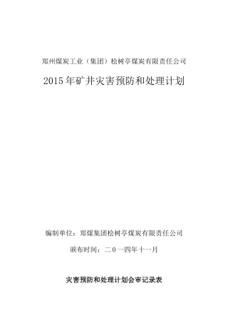 XXXX年矿井灾害预防和处理计划(最终)