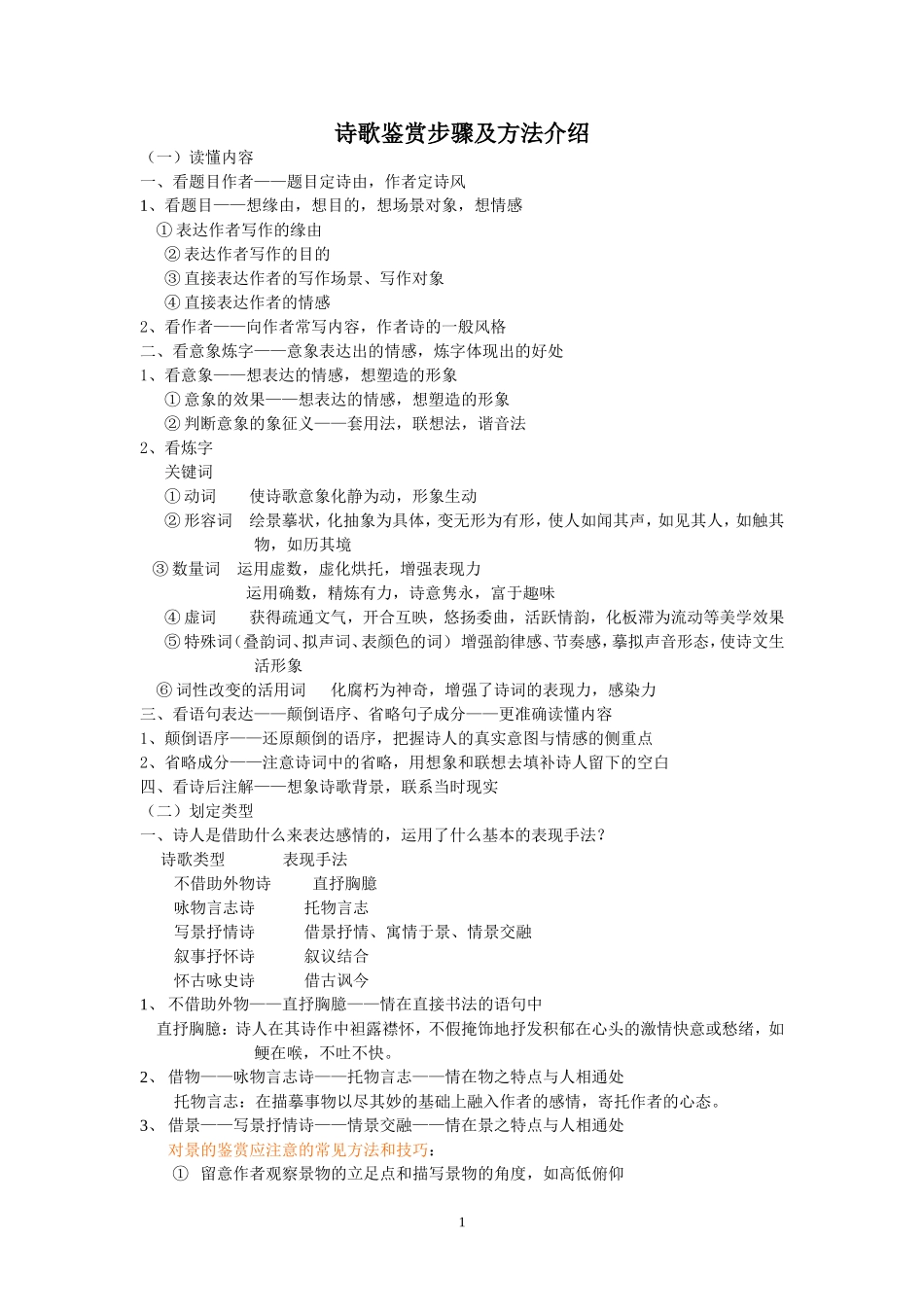 诗歌鉴赏步骤及方法介绍_第1页