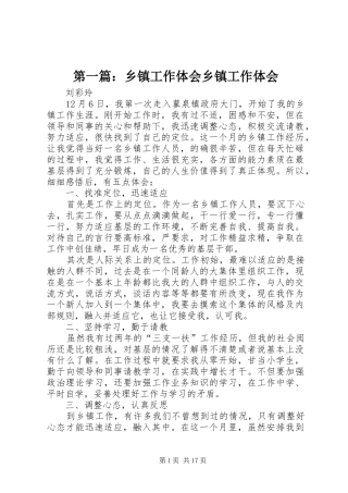 第一篇：乡镇工作体会乡镇工作体会