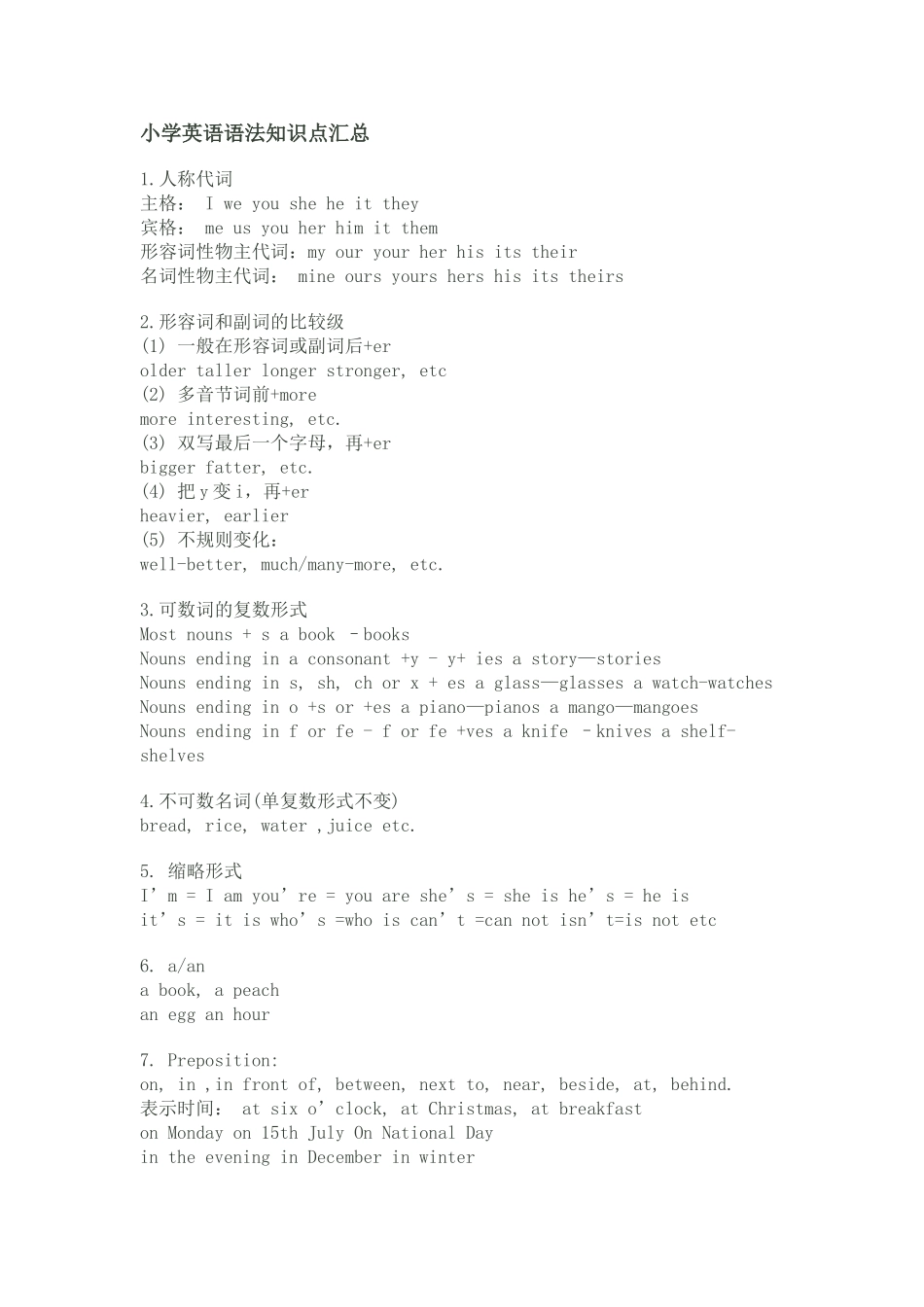 小学英语语法知识点汇总_第1页