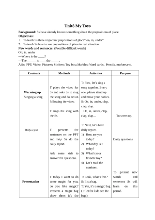 小学英语方位介词教学设计