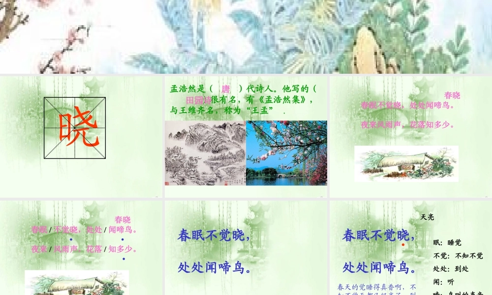 （苏教版）二年级语文下册课件古诗两首春晓