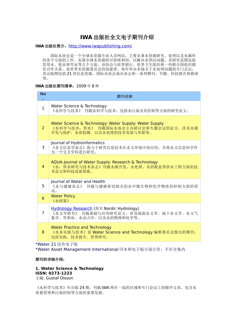 IWA出版社全文电子期刊介绍_第1页