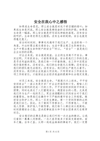 安全在我心中之感悟