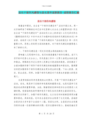县长干部作风感悟与县长某年述职报告