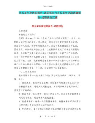 县长某年度述职报告