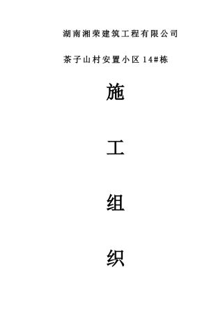 茶子山村安置小区14楼施工组织设计
