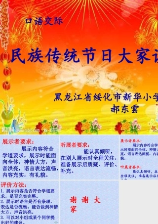 精英杯展示《民族传统节日大家谈》