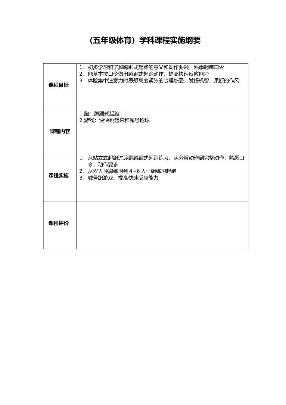 五年级上学期《体育课程纲要》_第1页