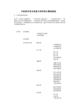中医药学语言系统方剂学部分整理规则