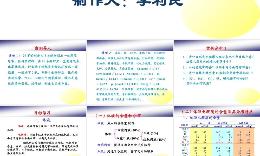 人体---水、无机盐代谢与酸碱平衡PPT课件