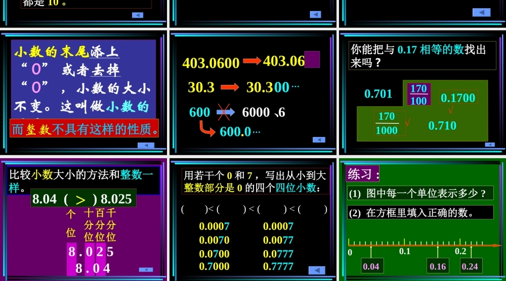 小数的意义和性质的复习