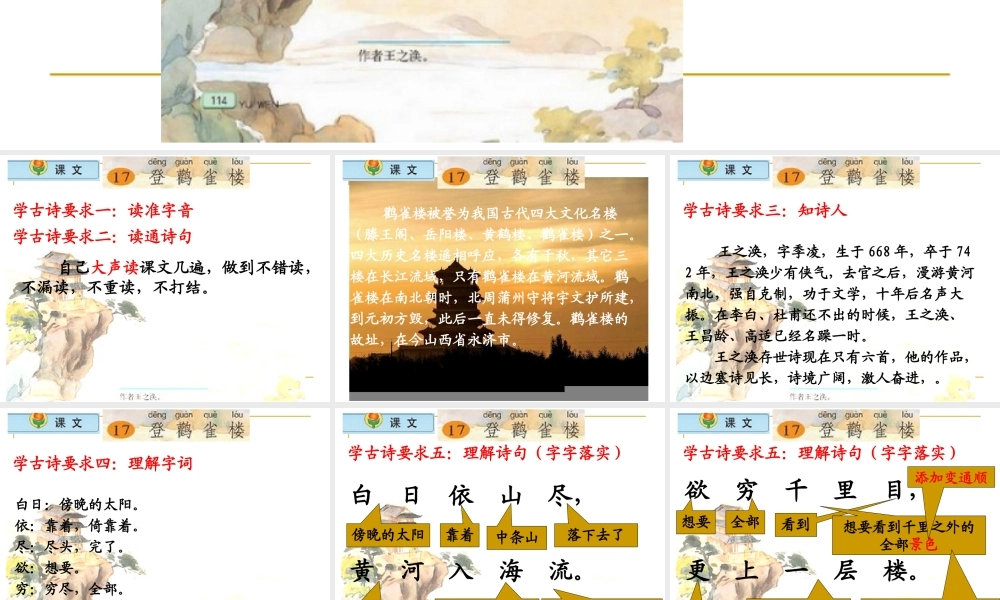 小学语文二年级上册《登鹳雀楼》课件(苏教版国标本)(1)
