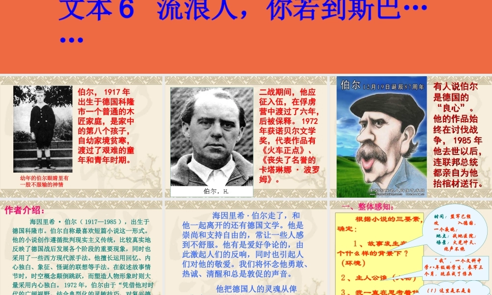 【语文】文本6《流浪人，你若到斯巴……》课件1（苏教版必修2）