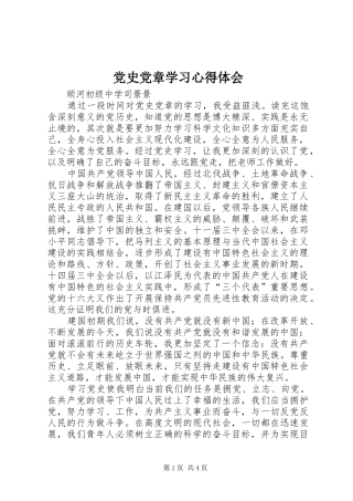 党史党章学习心得体会