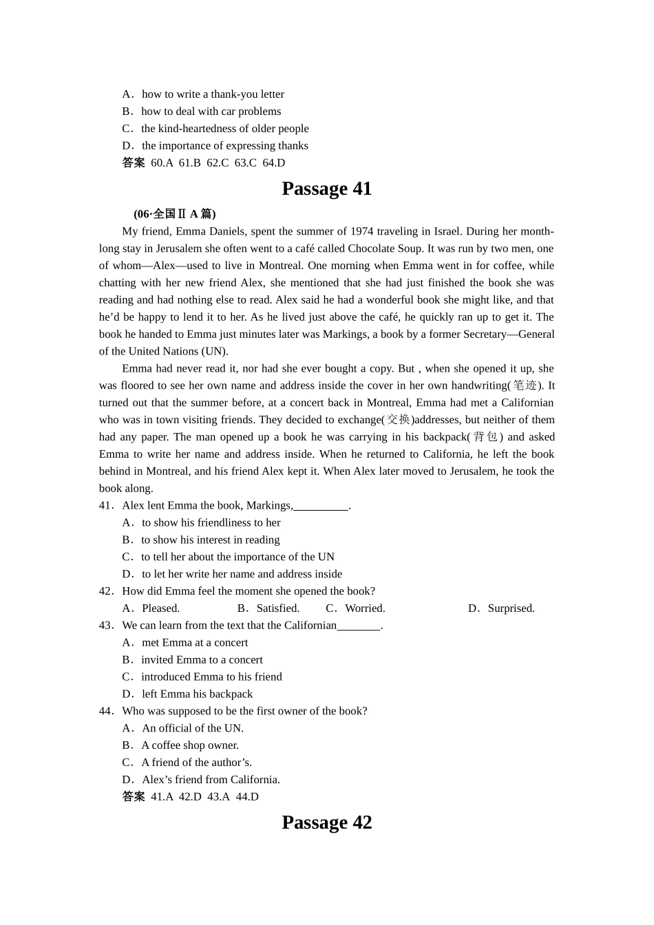 【十年高考】2006-2015年全国各地高考英语试题分类汇编：故事类阅读（228页）_第2页